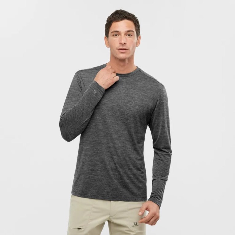 Camiseta Salomon Outlife Merino Blend Long Sleeve Masculino Pretas | PT Z98362